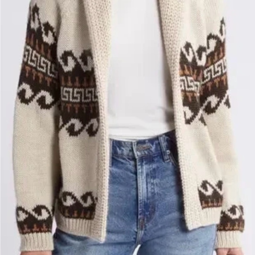 THE GREAT. Cream and Brown Cardigan